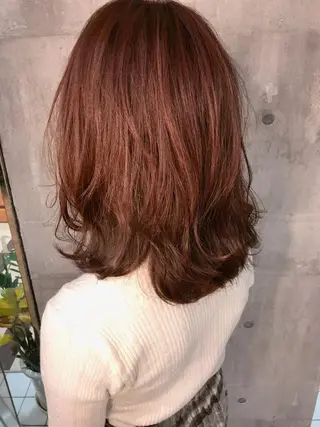 ミディアム カラー 髪質改善ｶﾗｰ ｹｱﾌﾞﾘｰﾁ/ﾀﾑのヘアスタイル