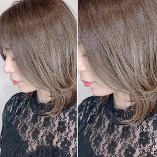 ミディアム ブリーチなしダブル/ レイヤーカット 小棹のヘアスタイル