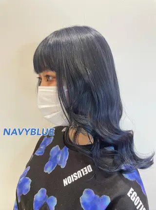 セミロング カラー ハッシュカット レイヤー池袋のヘアスタイル