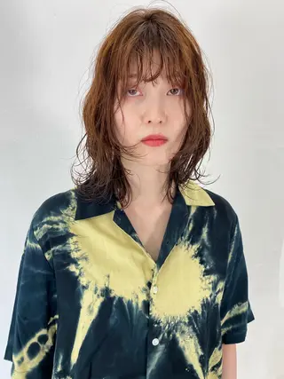 ミディアム カラー パーマ 林 浩太郎のヘアスタイル