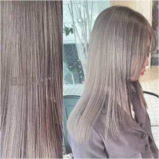 セミロング カラー ‪るか/‪透明感 カラー/アレンジのヘアスタイル