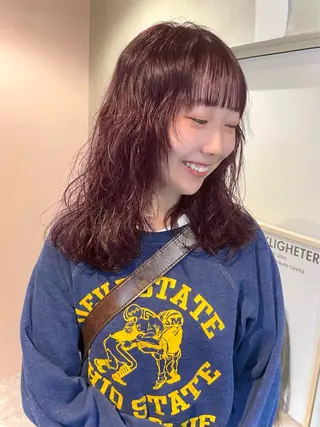 セミロング カラー パーマ カノン/アニオタ🧡 暖色/酸性ストレートのヘアスタイル