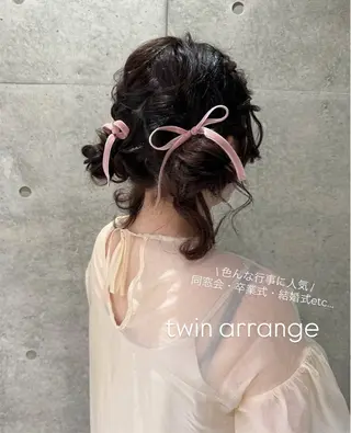 セミロング ヘアアレンジ はるか/ヘアアレンジ ブリーチなしカラー♡のヘアスタイル