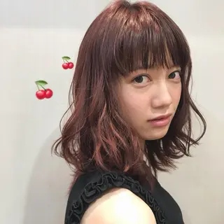 ミディアム カラー ブリーチなしカラー ダブルカラーエクステのヘアスタイル