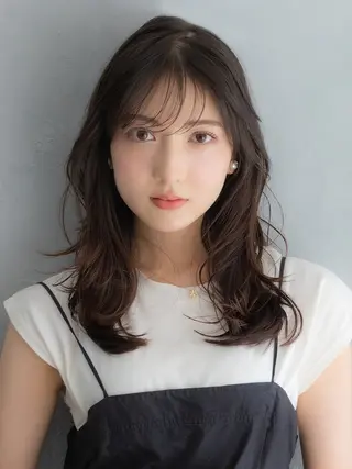 セミロング カラー ブリーチ/暖色カラー 宮城陽日のヘアスタイル