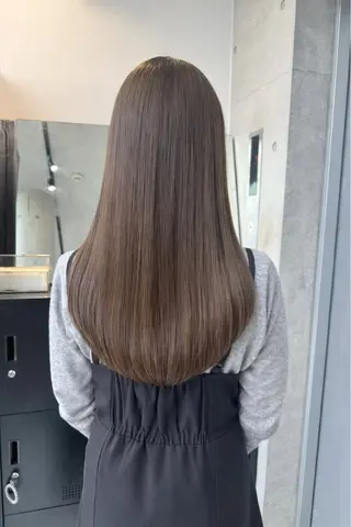 セミロング カラー パーマ ヘアアレンジ 透明感/オリーブ/ グレージュ/YUKAのヘアスタイル