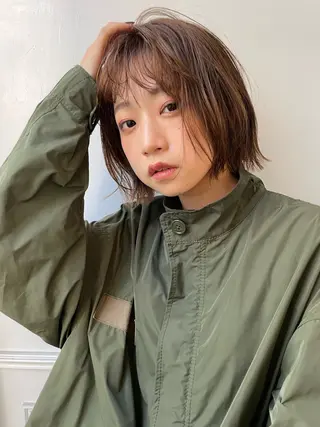 ミディアム カラー ハイトーン/カラー/ ヘアセット/松田健佑のヘアスタイル