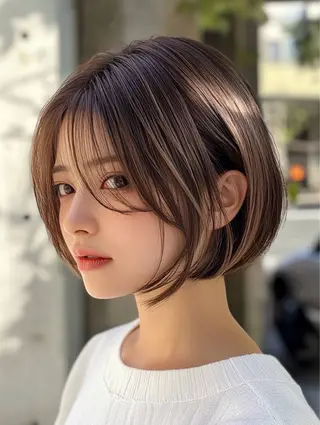 ショート カラー ブリーチなしWカラー 縮毛矯正・清水天空のヘアスタイル