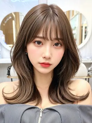 ミディアム カラー 顔周り特化/韓国ヘア /レイヤー/吉野幸大のヘアスタイル