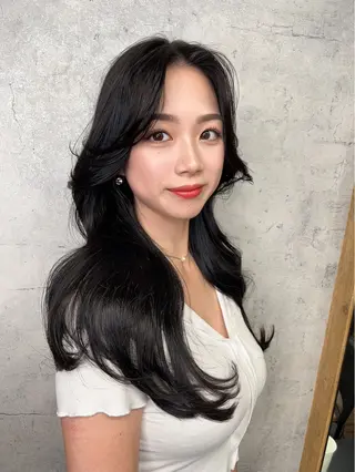 ロング カラー パーマ ヘアアレンジ foi. フォワ所属・🇰🇷韓国トレンド ヘア🇰🇷高田のヘアスタイル