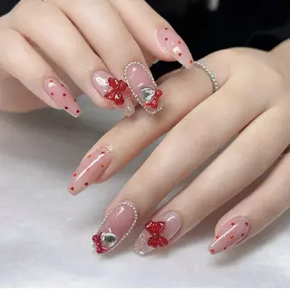 ロング 波 なみのネイルデザイン