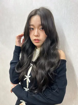 ロング カラー オリーブ/ 透明感カラー/れいあのヘアスタイル