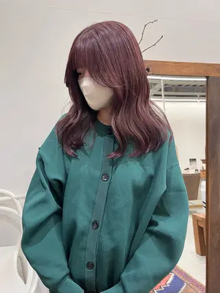 ミディアム カラー ヘアアレンジ esu西梅田所属・ena/ブリーチなし 透明感・レイヤー🎀のヘアスタイル