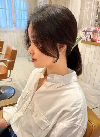 ミディアム 【韓国ヘア×透明感 カラー】笹谷 莉未のヘアスタイル