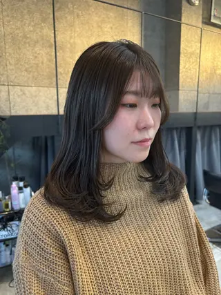 ミディアム カラー パーマ ヘアアレンジ 押切 響　のヘアスタイル