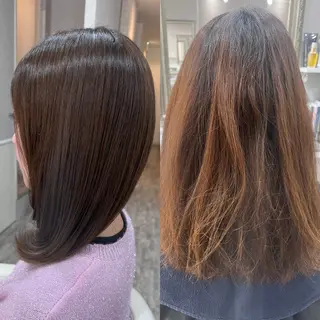 セミロング 髪質改善 上品艶感カラーのヘアスタイル