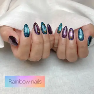 ネイル Rainbow nailsくろちゃんのネイルデザイン