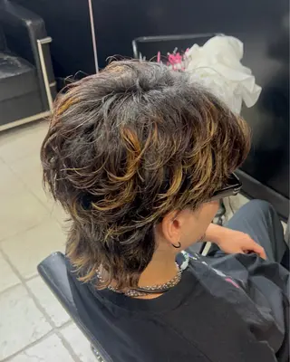 ショート パーマ メンズ 【フェザーパーマ】 【縮毛矯正】鶴田文のヘアスタイル