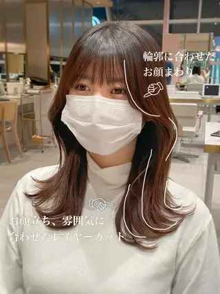 ミディアム カラー パーマ 小野寺瑞希 /最小顔カットのヘアスタイル