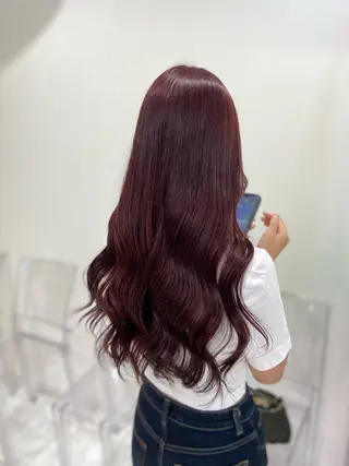 ロング カラー ワインレッド 🍒KAHOのヘアスタイル