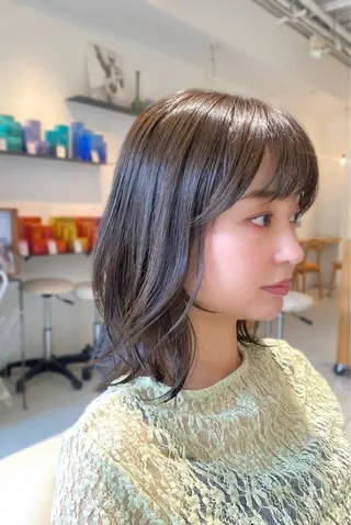 ミディアム カラー 安永 涼のヘアスタイル