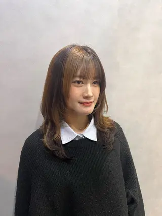 セミロング カラー 透明感カラー/パーマ 🌀アオノのヘアスタイル