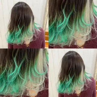 セミロング カラー ハイトーン💫 エクステ💫maiのヘアスタイル