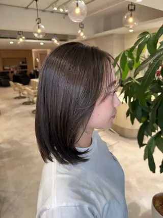 ミディアム カラー 地毛風縮毛矯正/ コウノリナのヘアスタイル