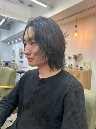 ミディアム パーマ メンズ 大阪心斎橋alu メンズヘア野田和宏のヘアスタイル
