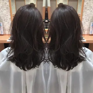 ミディアム カラー パーマ レイヤーカット匠 イソザキノリユキのヘアスタイル