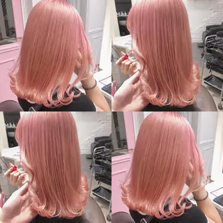 セミロング カラー 韓国ヘア特化💍 tiam💍ブリーチのヘアスタイル