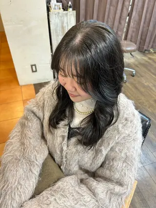セミロング カラー ヘアアレンジ chacha blanc元山のヘアスタイル