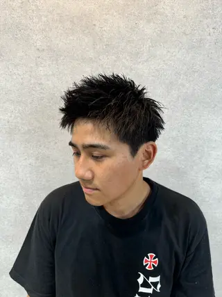 ショート カラー パーマ ヘアアレンジ メンズ 仕上がり満足度No. 1🔥BLUCK🔥のヘアスタイル