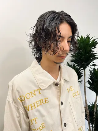 セミロング カラー パーマ ヘアアレンジ メンズ 💎髪質改善特化💎 RUITOのヘアスタイル