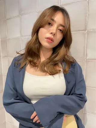 セミロング カラー 守屋 寿哉のヘアスタイル