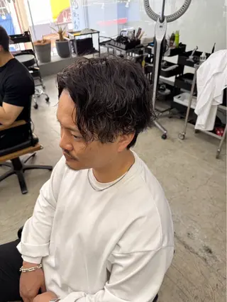 ミディアム パーマ メンズ メンズ専門サロン wokeのヘアスタイル