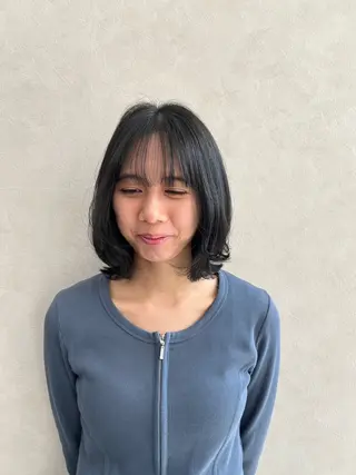 ミディアム 艶ボブ🤎ボブパーマ 透明感カラー\メンズのヘアスタイル