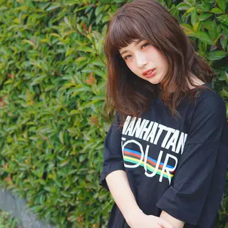 ミディアム カラー パーマ 髪質改善、エクステ 山口卓哉のヘアスタイル