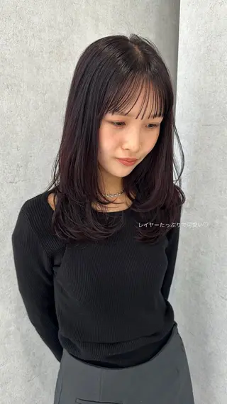 セミロング カラー v-lab studio所属・韓国レイヤーカット/ 艶カラー/ noaのヘアスタイル