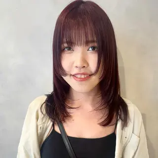 セミロング カラー デザインカラー/パー マ🦖外岡咲希🦖のヘアスタイル