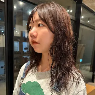 ミディアム カラー パーマ ボブ/レイヤー/ニュ アンスパーマ/小夏のヘアスタイル