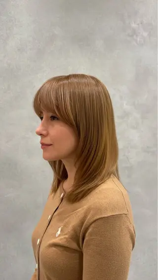 ミディアム カラー 髪質改善/縮毛矯正 /ブリーチ矯正/岡部のヘアスタイル