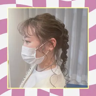 セミロング カラー ヘアアレンジ なつき/艶ピンク/ girly hairのヘアスタイル