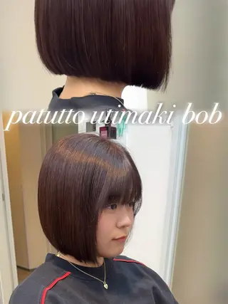 ショート カラー たぴ。ぱつっとボブ /暖色艶カラー🍒のヘアスタイル