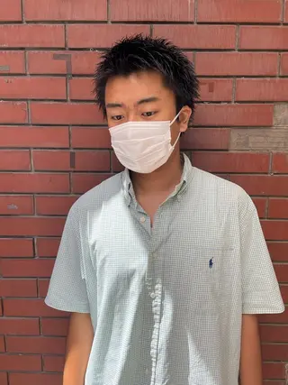 メンズ スパイキーパーマ 柏NO1 藤本葉のヘアスタイル