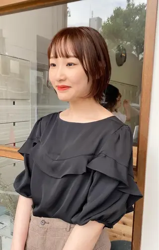 ミディアム カラー クロスパーマ× 透明感カラー✂︎のヘアスタイル