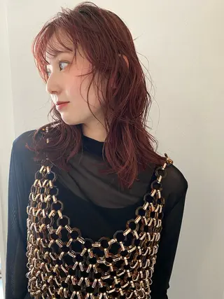 セミロング カラー 森貴裕/ベージュ/ パーマ/オリーブのヘアスタイル