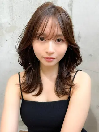 ミディアム カラー 新宿/韓国風レイヤー 髪質改善/渋谷直樹のヘアスタイル