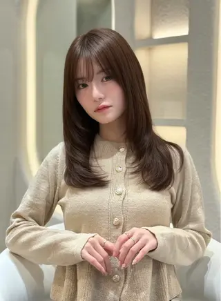 セミロング レイヤー/ウルフ/ 縮毛矯正/照井友梨のヘアスタイル