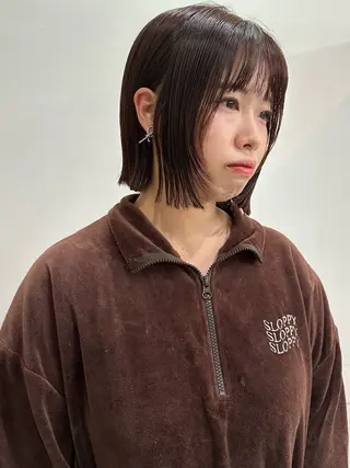 ショート カラー ヘアアレンジ 切りっぱなしボブ/ デザインカラー店長のヘアスタイル